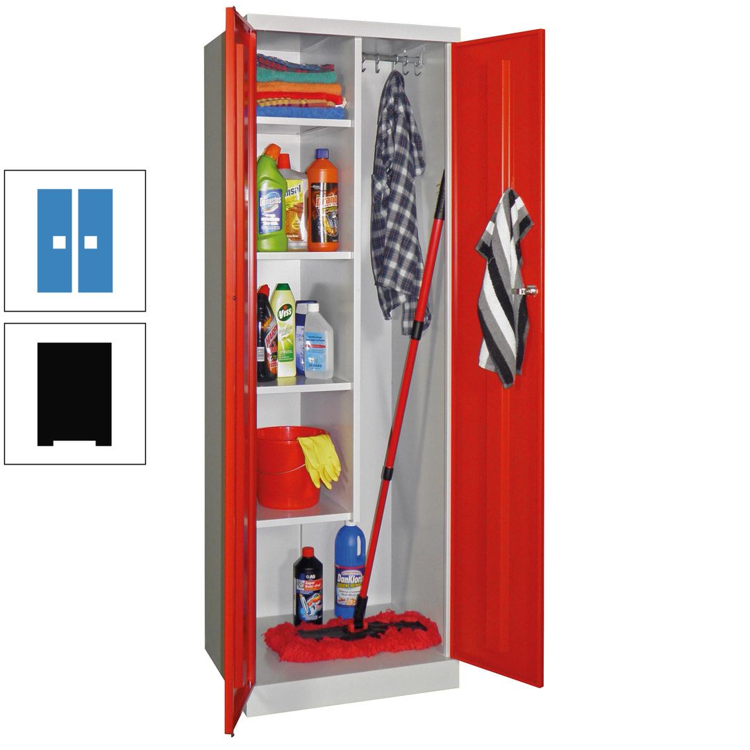 Putzschrank mit Sockel - 1 Abteil mit Trennwand - 1.800x600x500 mm (HxBxT) - Zylinderschloss - anthrazitgrau