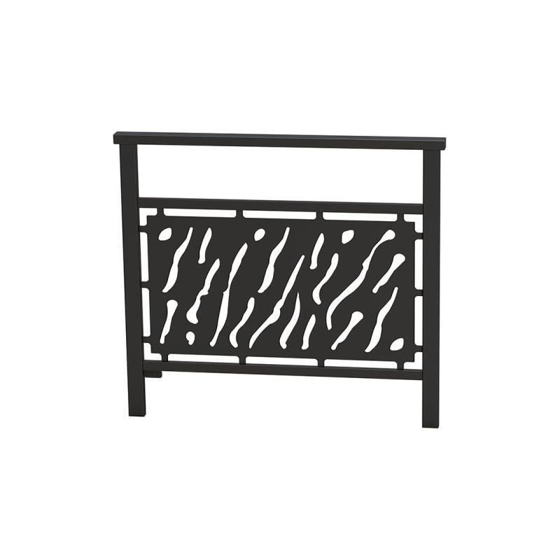 Geländer gestanztes Blech, 900 x 1.000 mm, Farbe enzianblau, eckiger Handlauf, Außengeländer, Systemgeländer