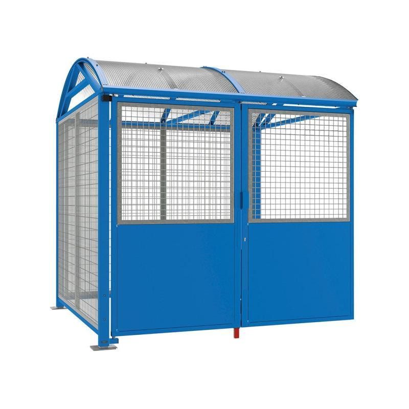 Fahrradüberdachung, Fahrradhaus, Unterstand, Erweiterung, Zylinderschloss, 2.640 x 2.520 x 2.830 mm (HxBxT), feuerverzinkt, Farbe enzianblau