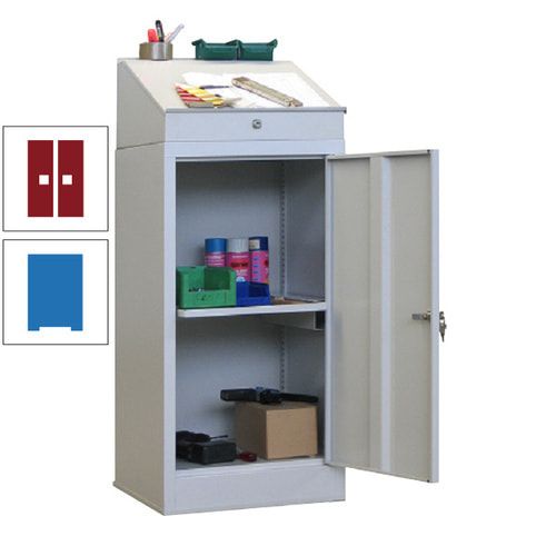 Stehpult mit Schrank - Vollblechtür - Zylinderschloss - 1 Ausziehboden - 1.270x500x500 mm (HxBxT) - anthrazitgrau