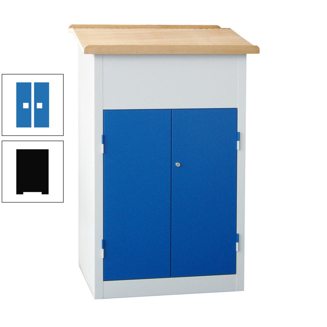 Stehpult mit Schrank - Vollblechtür - Zylinderschloss - 2 Böden - 1.200 x 700 x 600 mm (HxBxT) - anthrazitgrau