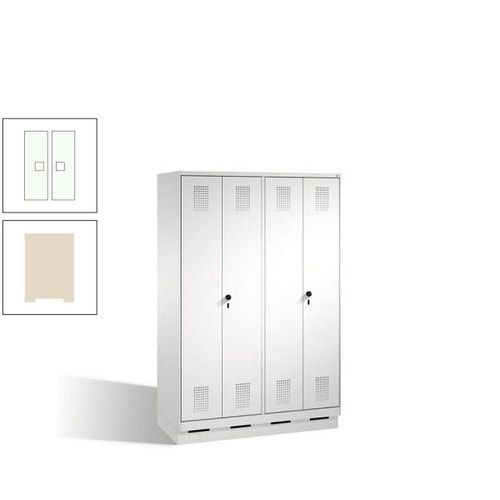 Doppel-Spind, Doppeltüren, Garderobenschrank mit Sockel, 4 Abteile a 300 mm, Korpus anthrazitgrau, Tür anthrazitgrau, 1.800 x 1.200 x 500 mm (HxBxT)