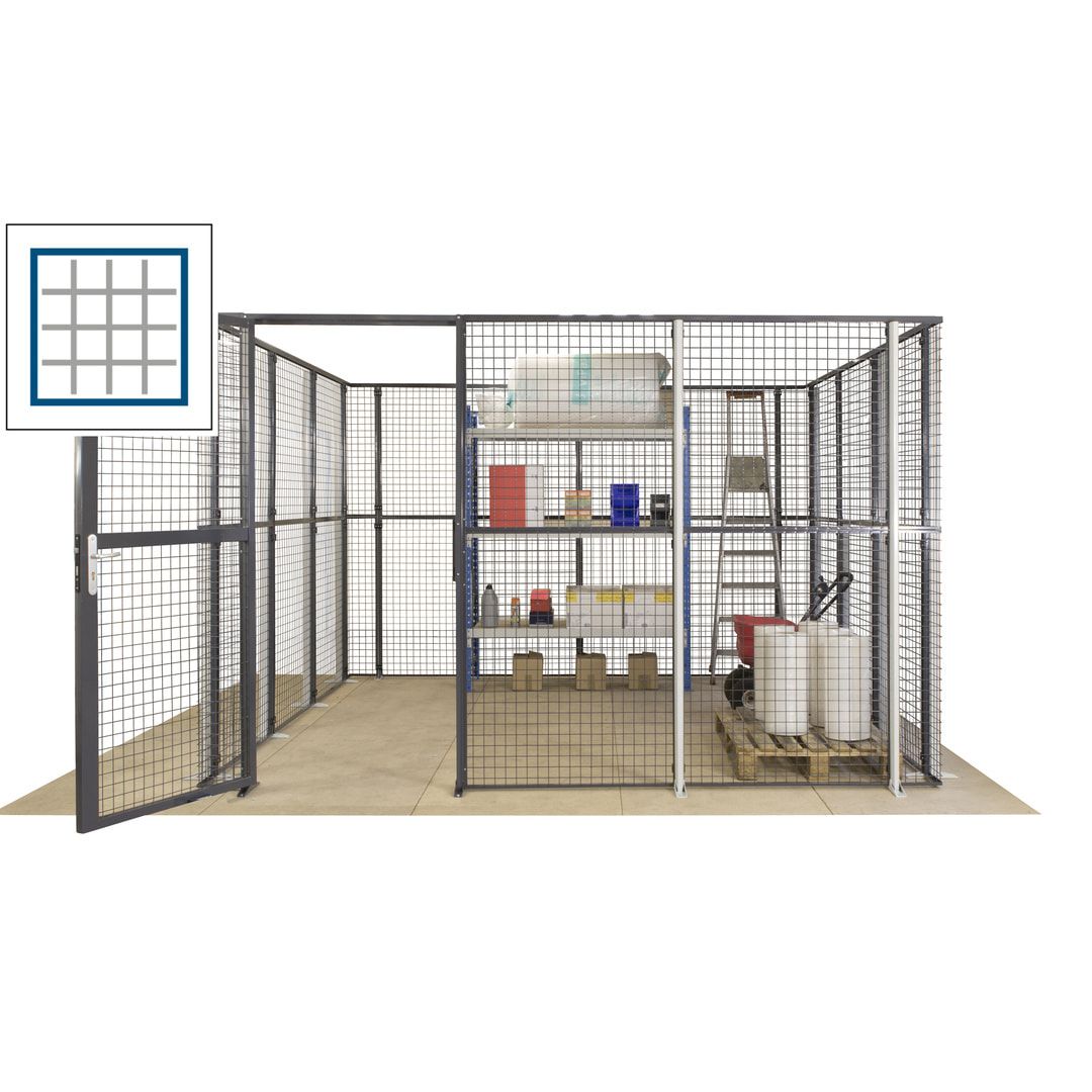 Maschinen Schutzgitter - Hallentrennwand - Sicherheitszaun - Tür - 72 m - 2.200 x 21.400 x 15.400 mm (HxBxT) - enzianblau