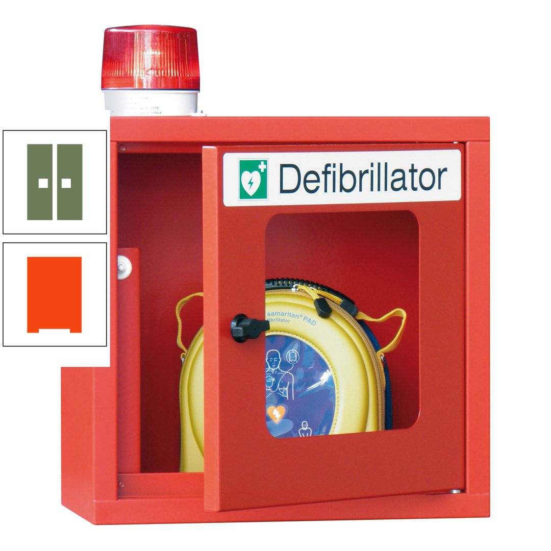 Defibrillatorenschrank mit akustischem und optischem Alarm - 490 x 400 x 200 mm (HxBxT) - Sichtfenster - anthrazitgrau