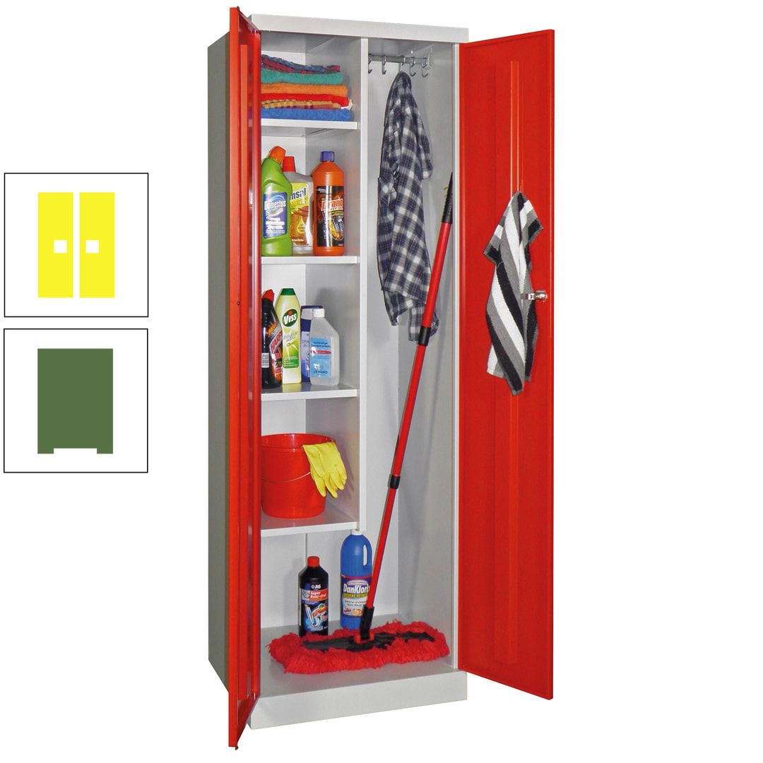 Putzschrank mit Sockel - 1 Abteil mit Trennwand - 1.800x600x500 mm (HxBxT) - Zylinderschloss - anthrazitgrau