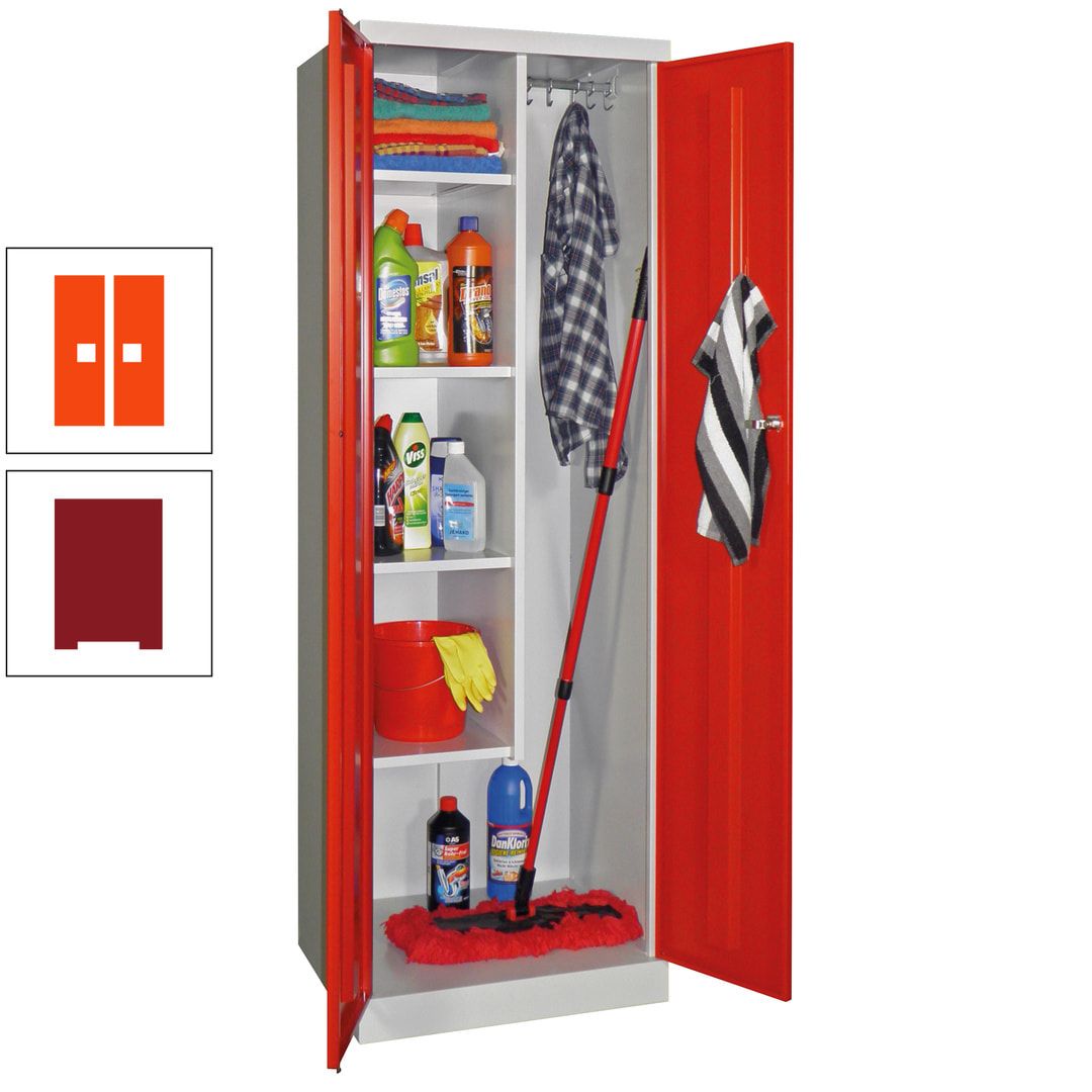 Putzschrank mit Sockel - 1 Abteil mit Trennwand - 1.800x600x500 mm (HxBxT) - Zylinderschloss - anthrazitgrau