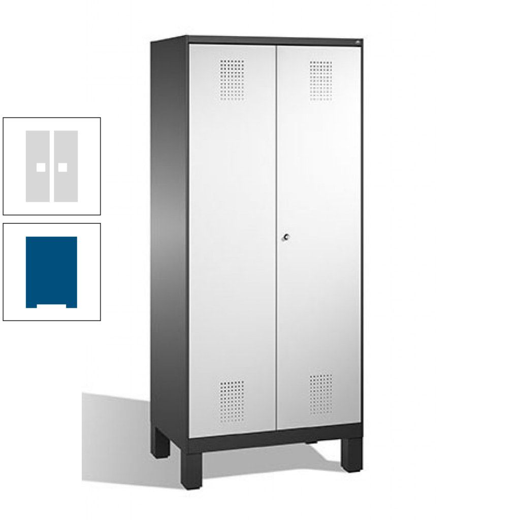 Mehrzweckschrank, Doppeltüren, auf Füßen, 2 Abteile a 400 mm, Korpus anthrazitgrau, Tür anthrazitgrau, 1.850 x 800 x 500 mm (HxBxT)