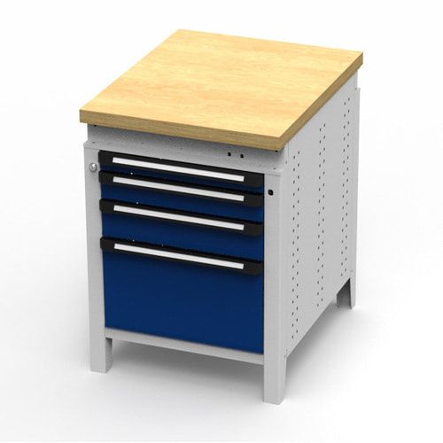OTTOKIND Werkbank - Arbeitsplatte bündig - 850 x 605 x 750 mm (HxBxT) - 4 Schubladen - 60:1 / 90:1 / 120:1 / 300:1 - lichtgrau / anthrazitgrau