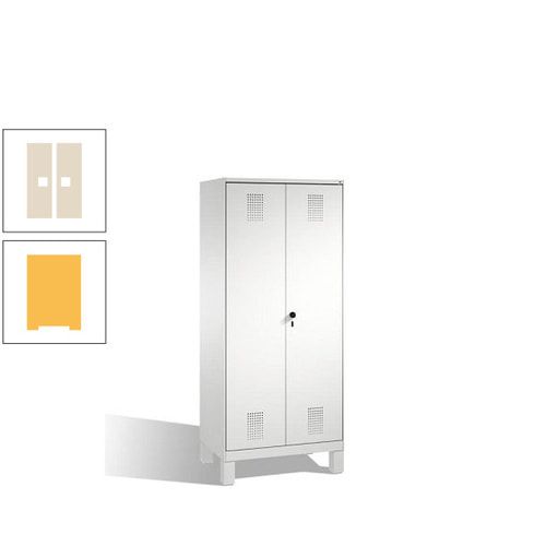Doppel-Spind, Doppeltüren, Garderobenschrank mit Füßen, 2 Abteile a 400 mm, Korpus anthrazitgrau, Tür anthrazitgrau, 1.850 x 800 x 500 mm (HxBxT)