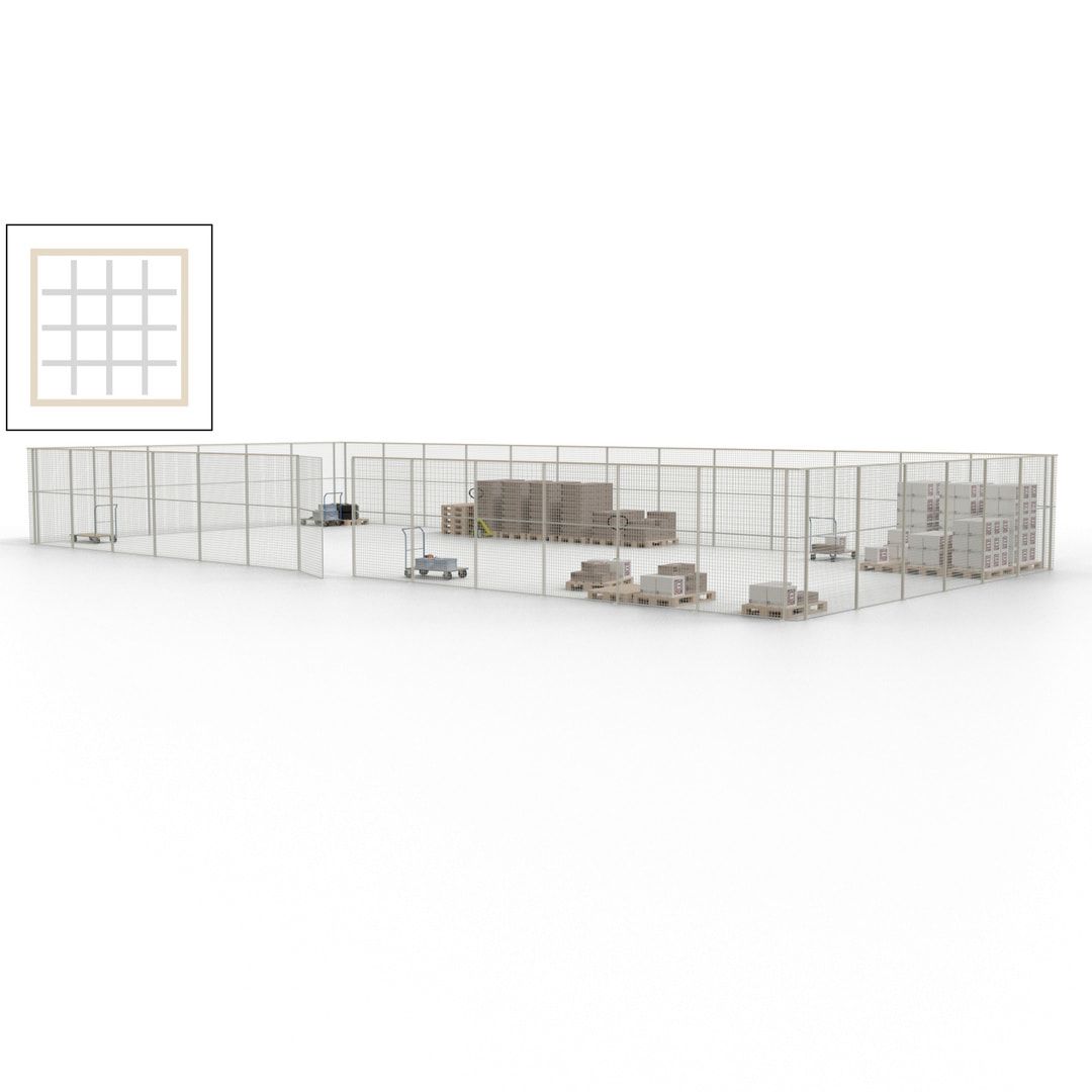 Maschinen Schutzgitter - Hallentrennwand - Sicherheitszaun - Tür - 57 m - 2.200 x 19.900 x 9.400 mm (HxBxT) - enzianblau
