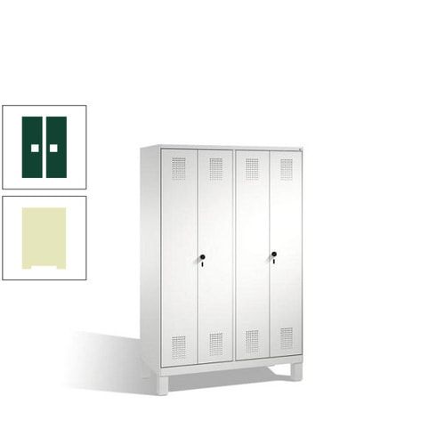 Doppel-Spind, Doppeltüren, Garderobenschrank mit Füßen, 4 Abteile a 300 mm, Korpus anthrazitgrau, Tür anthrazitgrau, 1.850 x 1.200 x 500 mm (HxBxT)