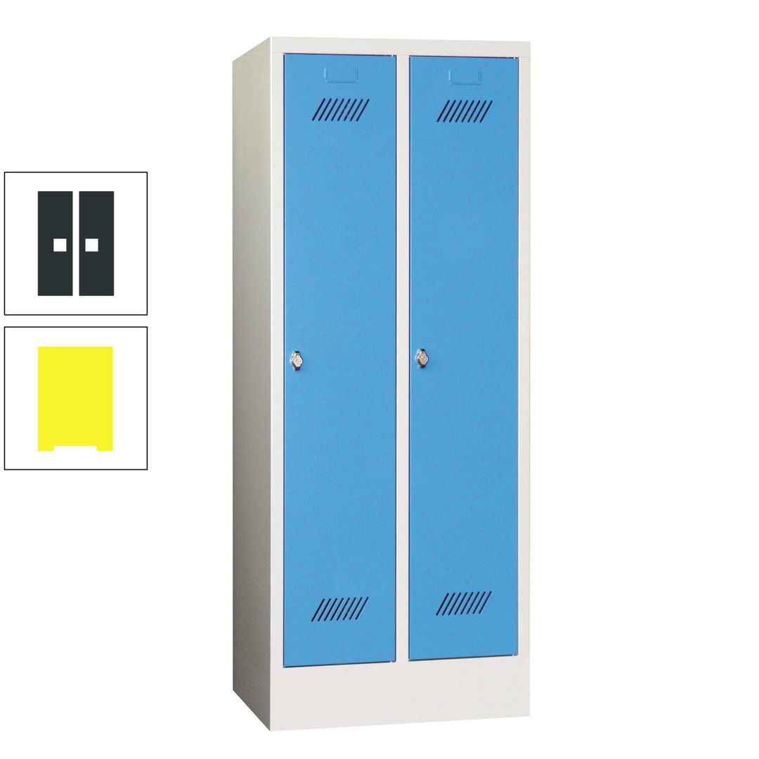 Spindschrank f. Schulen - mit Sockel - Höhe 1.600 mm - 2 Abteile a 300 mm - Drehriegel - anthrazitgrau