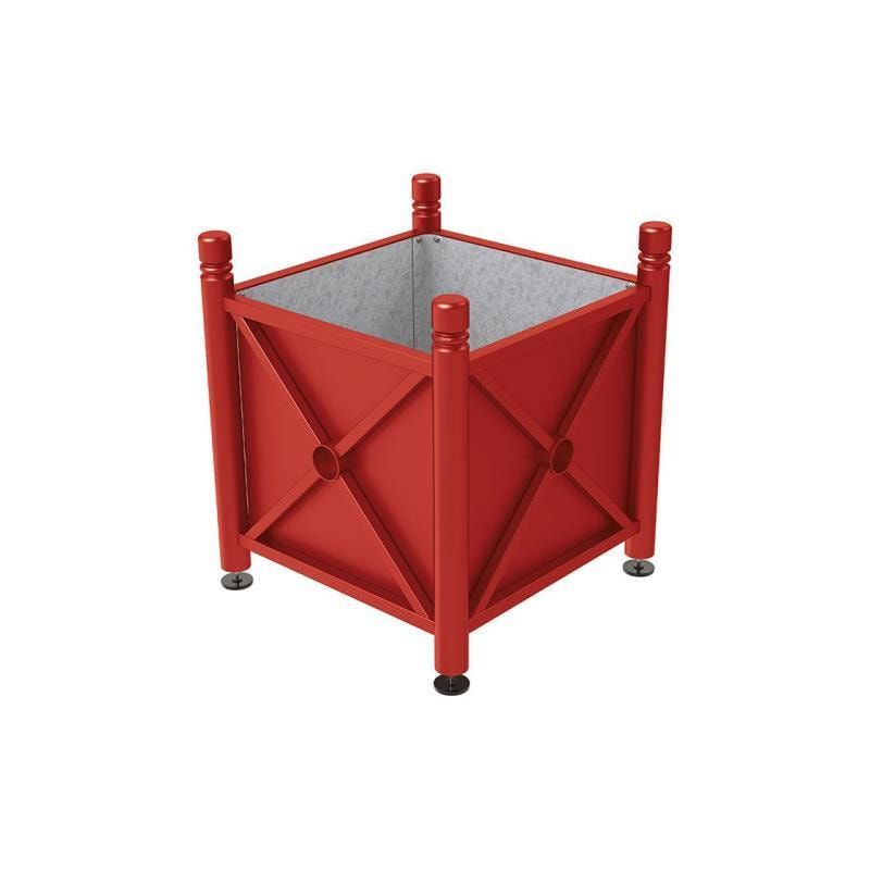 Pflanzbehälter, Stahlblech feuerverzinkt, verstellbare Füße, Innenfach feuerverzinkt, Kopf Agora, 750 x 800 x 800 mm (HxBxT), enzianblau