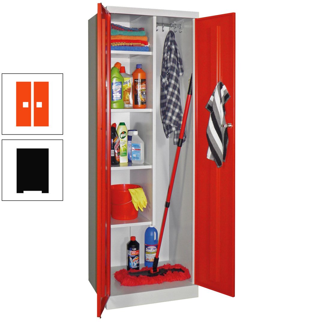 Putzschrank mit Sockel - 1 Abteil mit Trennwand - 1.800x600x500 mm (HxBxT) - Zylinderschloss - anthrazitgrau