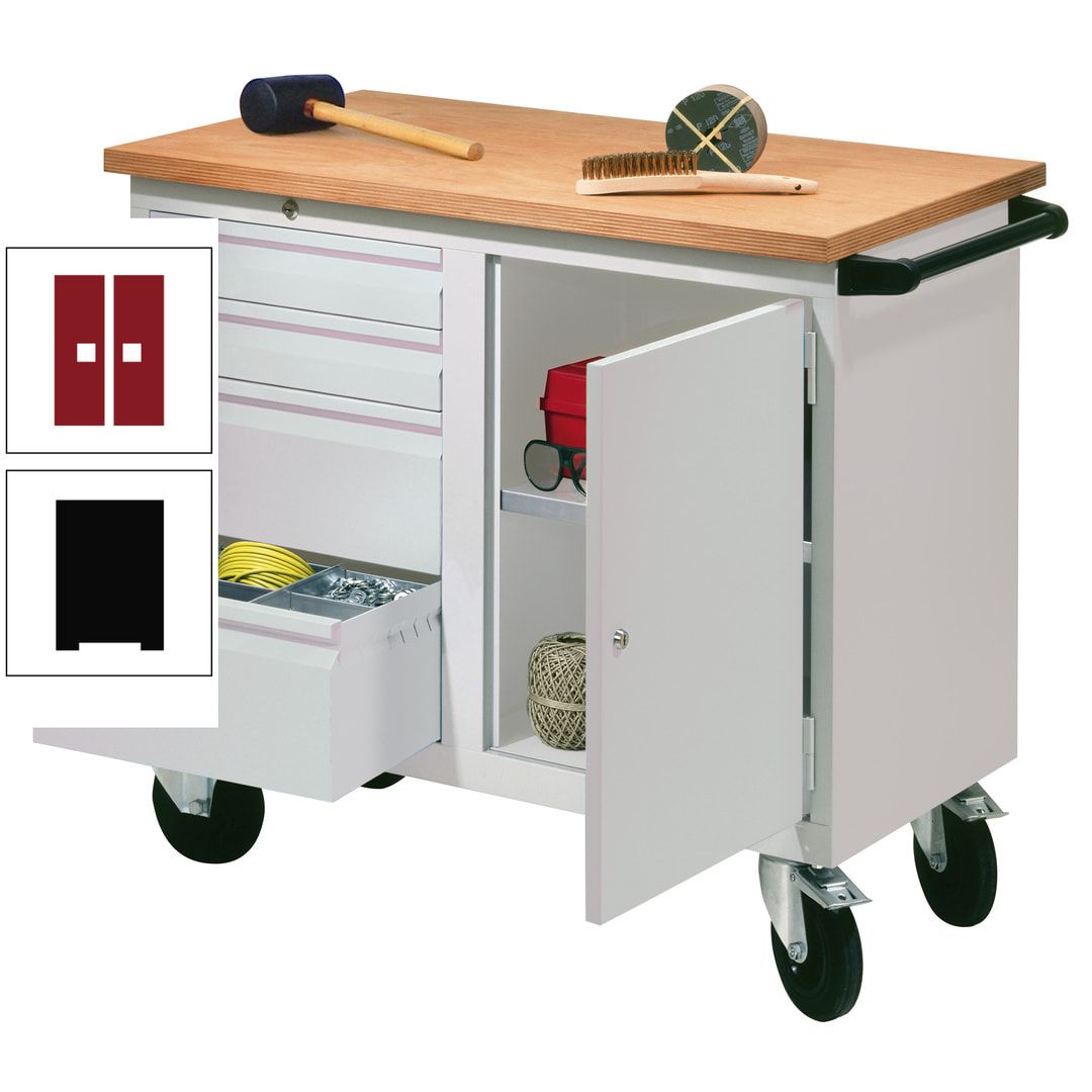 Mobile Werkbank - Werkstattwagen - 915 x 1.090 x 600 mm - 4 Schubladen und Schrankfach - anthrazitgrau