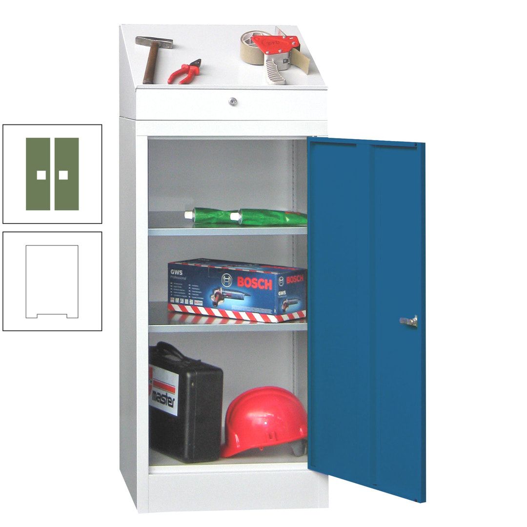 Stehpult mit Schrank - Vollblechtür - Zylinderschloss - 1.270x500x500 mm (HxBxT) - anthrazitgrau
