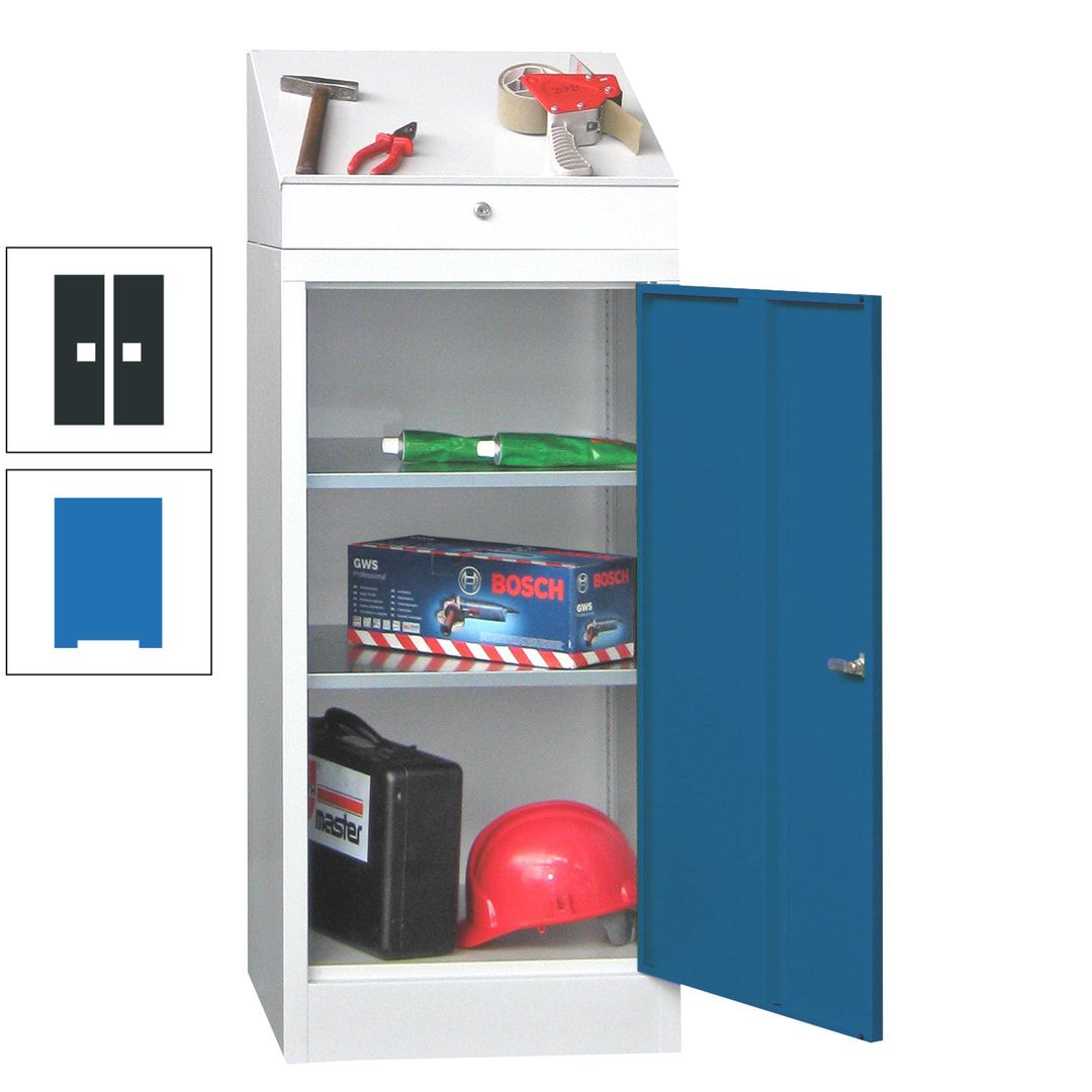 Stehpult mit Schrank - Vollblechtür - Zylinderschloss - 1.270x500x500 mm (HxBxT) - anthrazitgrau