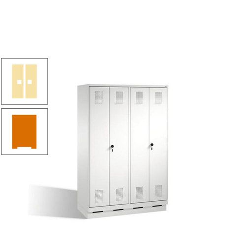 Doppel-Spind, Doppeltüren, Garderobenschrank mit Sockel, 4 Abteile a 300 mm, Korpus anthrazitgrau, Tür anthrazitgrau, 1.800 x 1.200 x 500 mm (HxBxT)