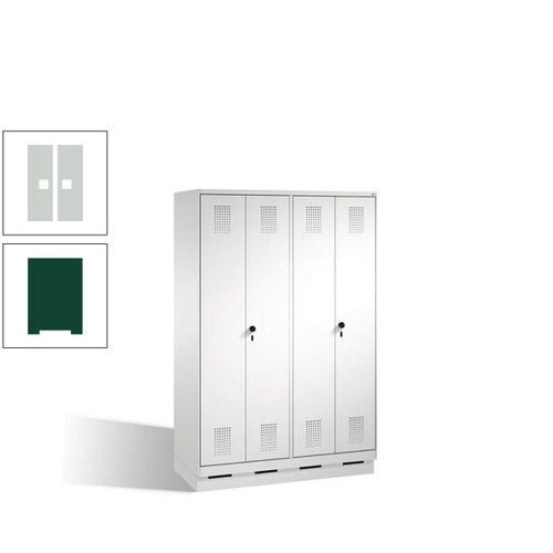 Doppel-Spind, Doppeltüren, Garderobenschrank mit Sockel, 4 Abteile a 300 mm, Korpus anthrazitgrau, Tür anthrazitgrau, 1.800 x 1.200 x 500 mm (HxBxT)
