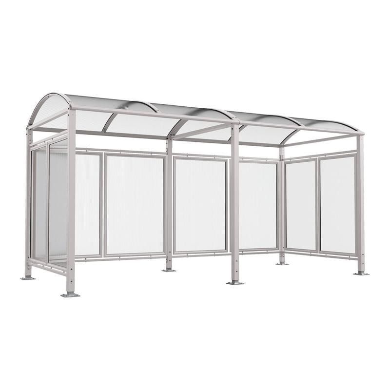 Fahrradunterstand, Fahrradüberdachung, All-in-One+Zusatz, 2.635 x 5.000 x 2.090 mm (HxBxT), auf Bodenplatten, mit Regenrinne, Farbe enzianblau