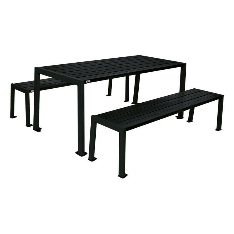 Sitzgarnitur aus Stahl - verzinkt und beschichtet - 750 x 1.800 x 798 mm (HxBxT) - Farbe enzianblau