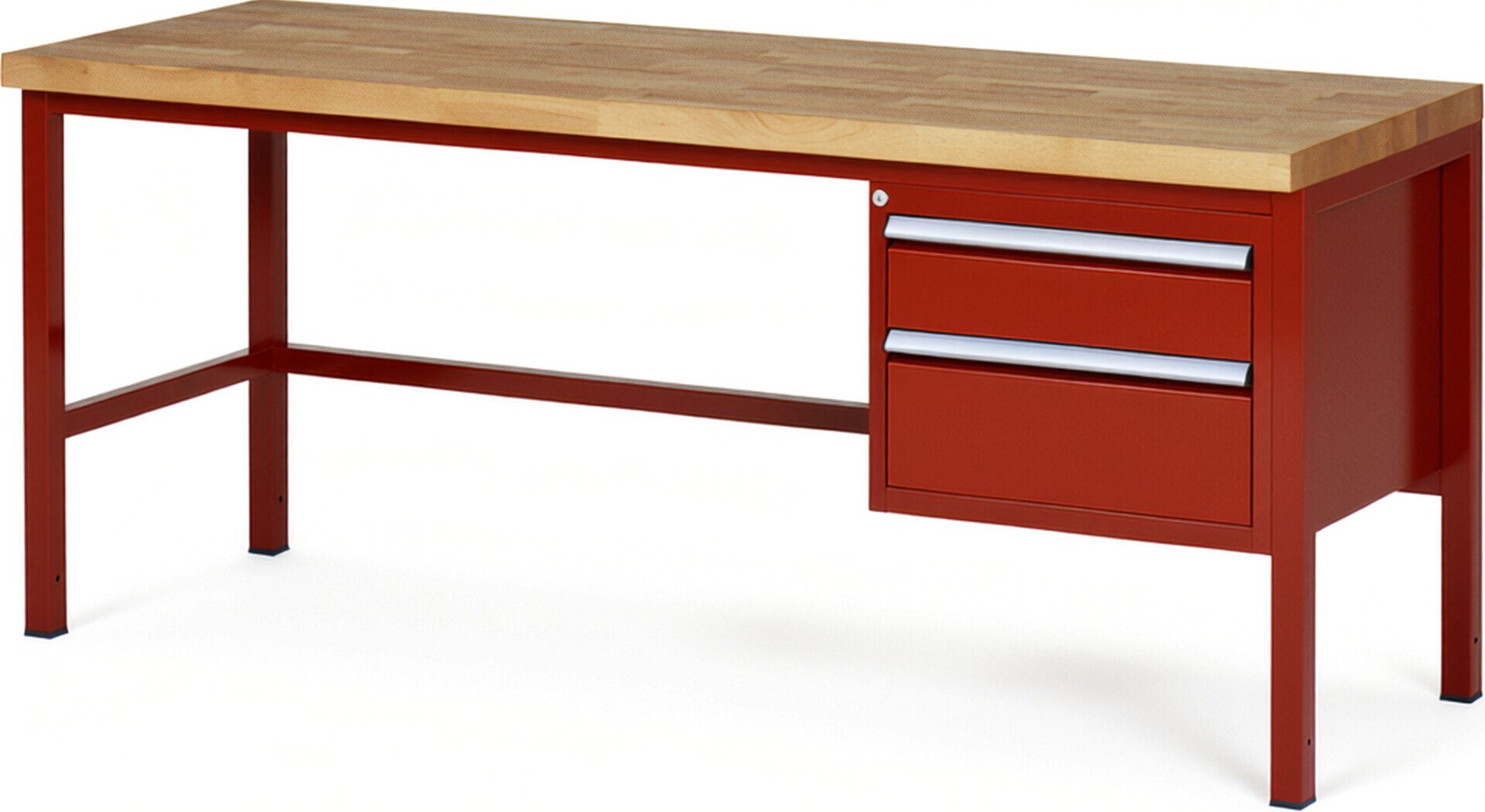 Werkbank - 2 Schubladen - Teilauszug - 150:1 / 210:1 - Höhe 840-1.040 mm - 2.000 x 700 mm - 1.250 kg - Buche - Anthrazitgrau