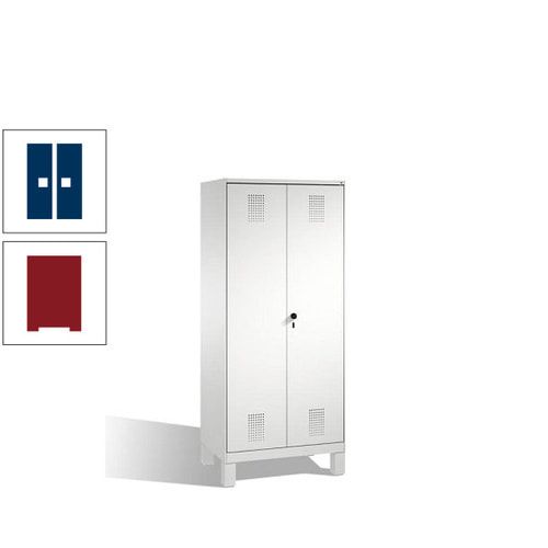 Doppel-Spind, Doppeltüren, Garderobenschrank mit Füßen, 2 Abteile a 400 mm, Korpus anthrazitgrau, Tür anthrazitgrau, 1.850 x 800 x 500 mm (HxBxT)