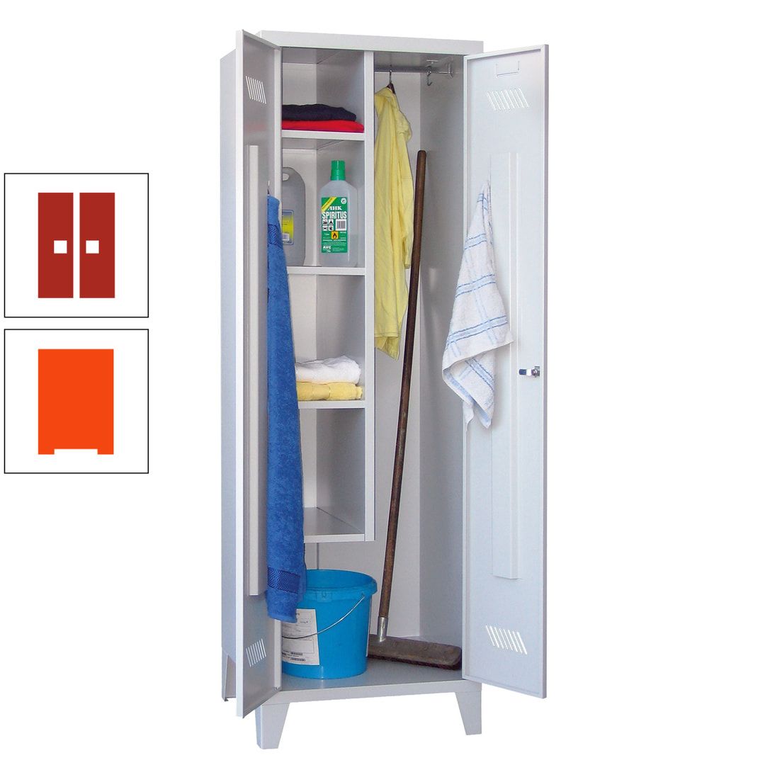 Putzschrank mit Füßen - 1 Abteil mit Trennwand - 1.850x600x500 mm (HxBxT) - Drehriegel - anthrazitgrau