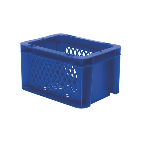 Eurobox - Eurokasten - Volumen 2 l - Boden und Wände durchbrochen - 120 x 100 x 200 mm (HxBxT) - VE 16 Stk. - blau