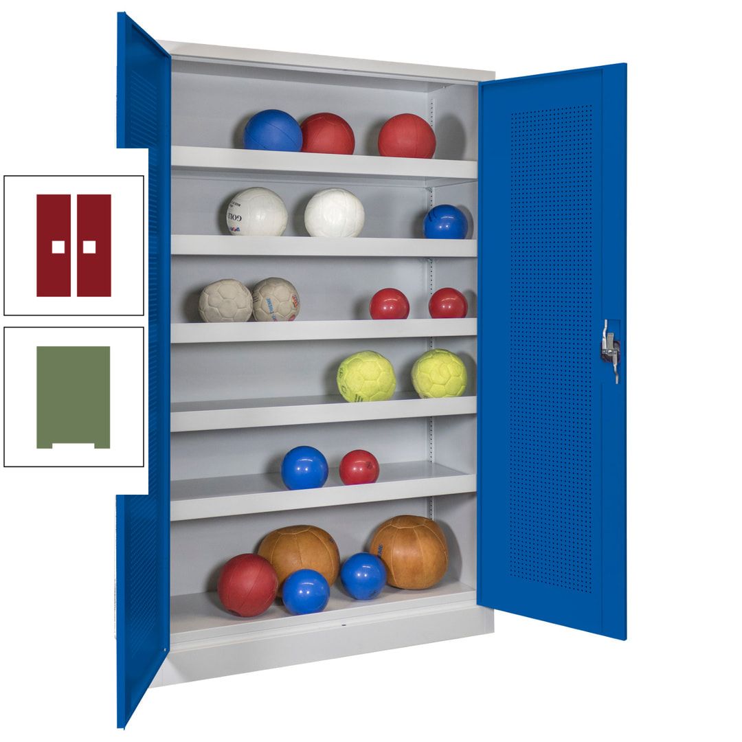 Ballschrank - Lochfeldtüren - 5 Böden - 1.950x1.200x500 mm (HxBxT) - anthrazitgrau