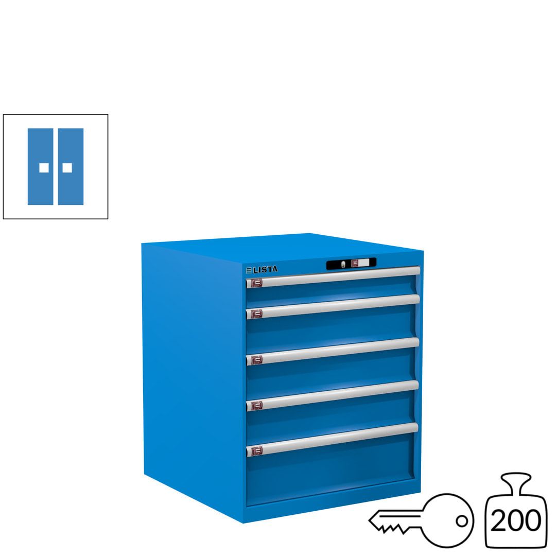 Lista Schubladenschrank - 14.410.010 - 850x717x725 mm (HxBxT) - 5 Schubladen - 75 kg - Key Lock - lichtblau (RAL 5012)