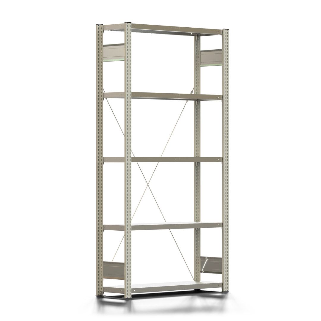 Fachbodenregal mit Tiefenriegel - 150 kg - 2.000 x 1.005 x 300 mm (HxBxT) - Anbauregal - Rahmen enzianblau - Böden verzinkt - BERT