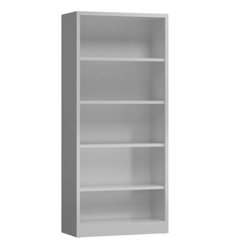 Aktenregal, Ordnerregal, Büroregal, 5 Fächer, Stahl, pulverbeschichtet, 1.800 x 800 x 380 mm (HxBxT), Farbe: lichtgrau