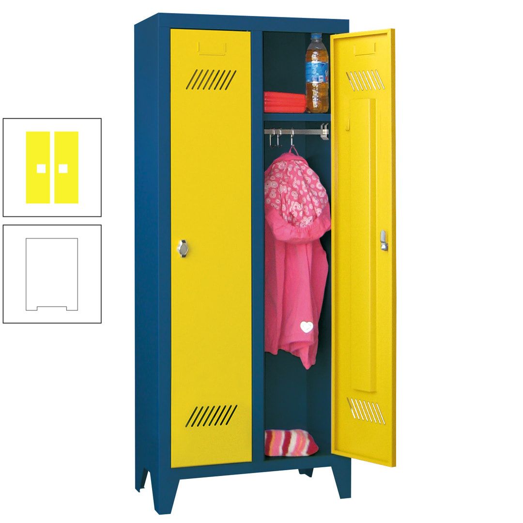 Spindschrank f. Kindergärten - mit Füßen - Höhe 1.300 mm - 2 Abteile a 250 mm - Zylinderschloss - anthrazitgrau