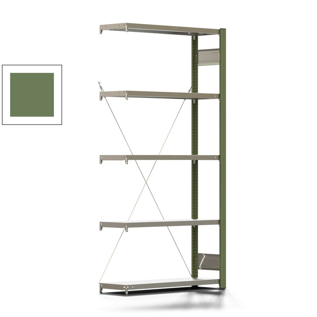 Fachbodenregal mit Tiefenriegel - 350 kg - 2.000 x 1.005 x 326 mm (HxBxT) - Anbauregal - 5 Böden - enzianblau - Lagerregal - Steckregal BERT