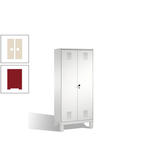 Doppel-Spind, Doppeltüren, Garderobenschrank mit Füßen, 2 Abteile a 400 mm, Korpus anthrazitgrau, Tür anthrazitgrau, 1.850 x 800 x 500 mm (HxBxT)