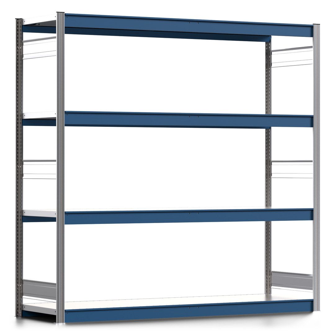 Weitspannregal EMIL - 2.000 x 2.010 x 600 mm (HxBxT) - Fachlast 400 kg - Anbauregal - Stahlfachböden - Lagerregal