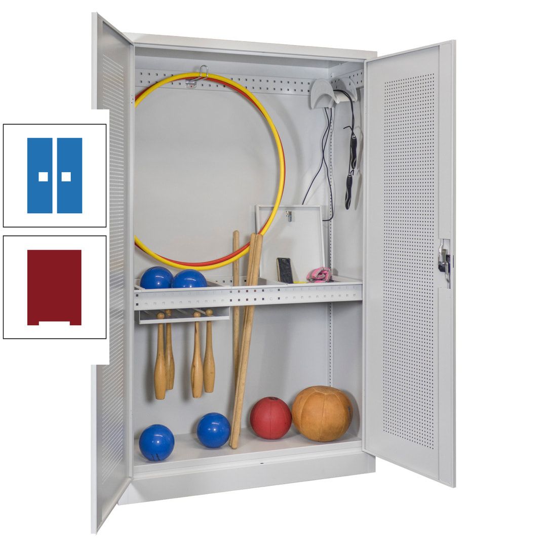 Sportschrank - Lochfeldtüren - Variante 1 - 1.950x1.200x500 mm (HxBxT) - anthrazitgrau
