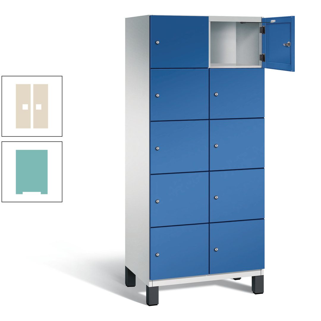 Fächerschrank, Stahlschrank, 10 Fächer, Türöffnungsbegrenzer, Füße, 1.980 x 800 x 525 mm (HxBxT), Korpus anthrazitgrau, Front anthrazitgrau
