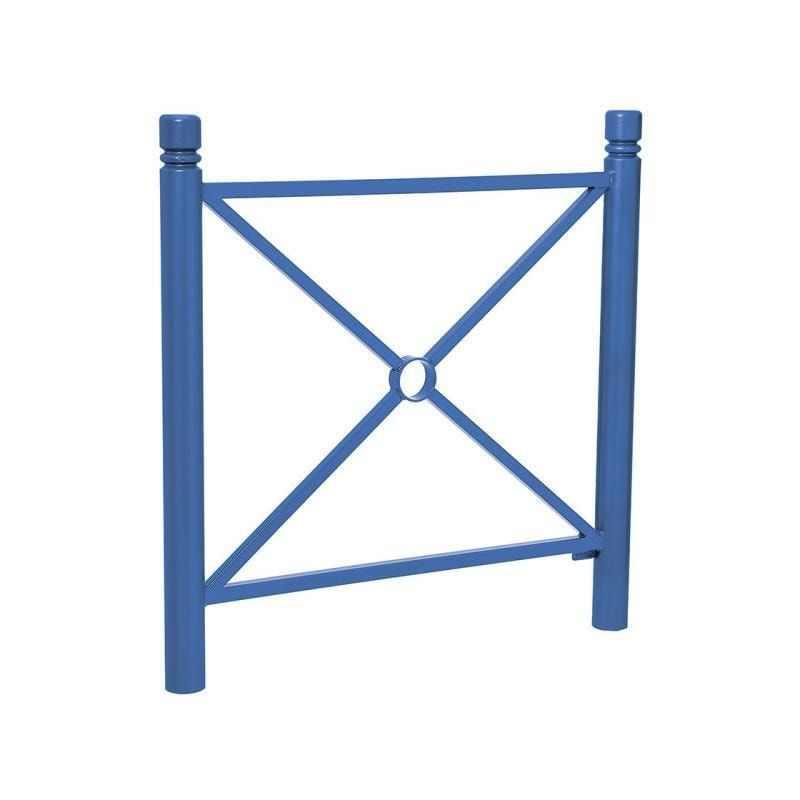 Geländer Kreuz und Kreis - 1.000 x 1.072 mm - Pfosten mit Helmkopf - Farbe enzianblau - Außengeländer Systemgeländer