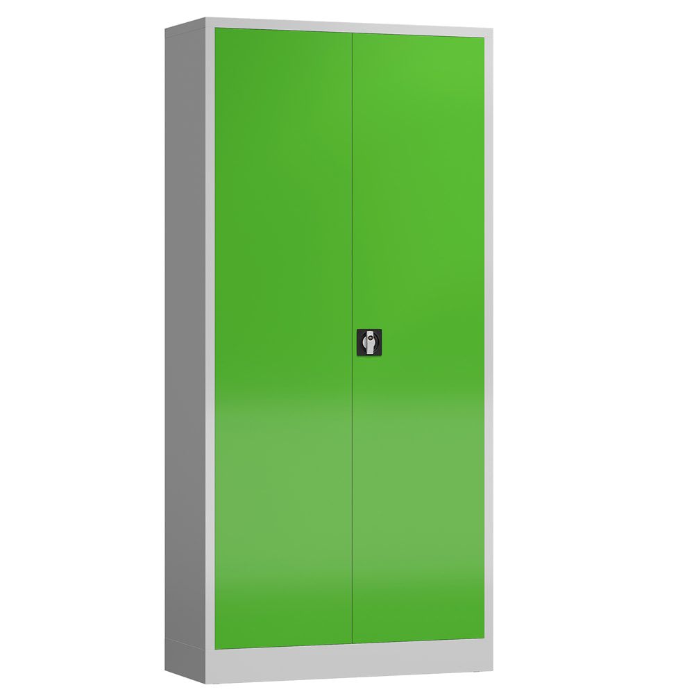 Aktenschrank, Büroschrank, abschließbar, Flügeltüren, 4 Fachböden, 1.945 x 920 x 500 mm (HxBxT), Stahl, Korpus und Türen lichtgrau