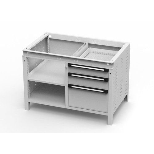 OTTOKIND Werkbank - bündige Arbeitsplatte - 850 x 1.150 x 750 mm (HxBxT) - 3 Schubladen - 2 Ablageböden - lichtgrau