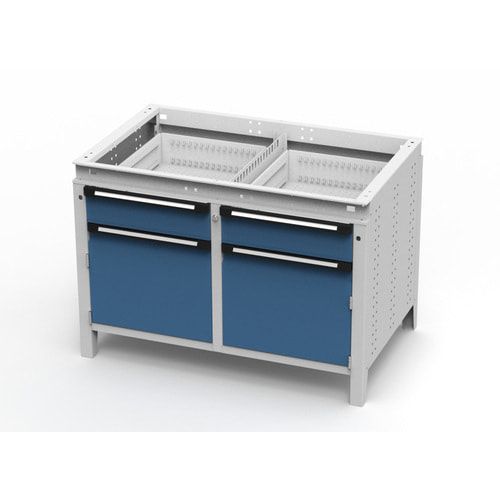 OTTOKIND Werkbank - bündige Arbeitsplatte - 850 x 1.150 x 750 mm (HxBxT) - 2 Schubladen - 2 Schränke - lichtgrau