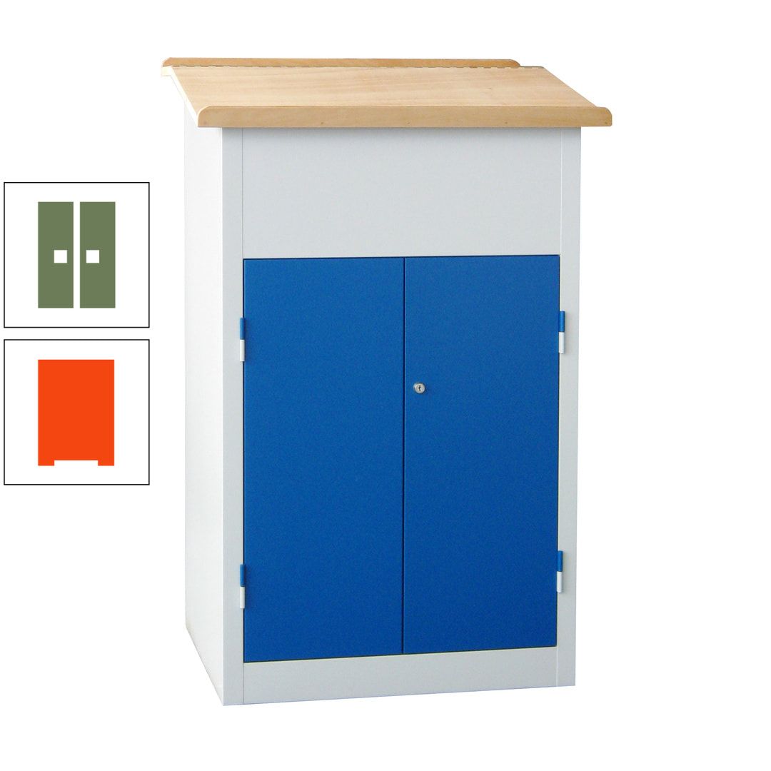 Stehpult mit Schrank - Vollblechtür - Zylinderschloss - 2 Böden - 1.200 x 700 x 600 mm (HxBxT) - anthrazitgrau