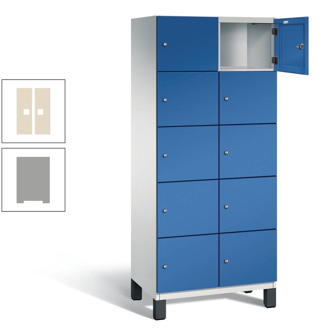 Fächerschrank, Stahlschrank, 10 Fächer, Türöffnungsbegrenzer, Füße, 1.980 x 800 x 525 mm (HxBxT), Korpus anthrazitgrau, Front anthrazitgrau