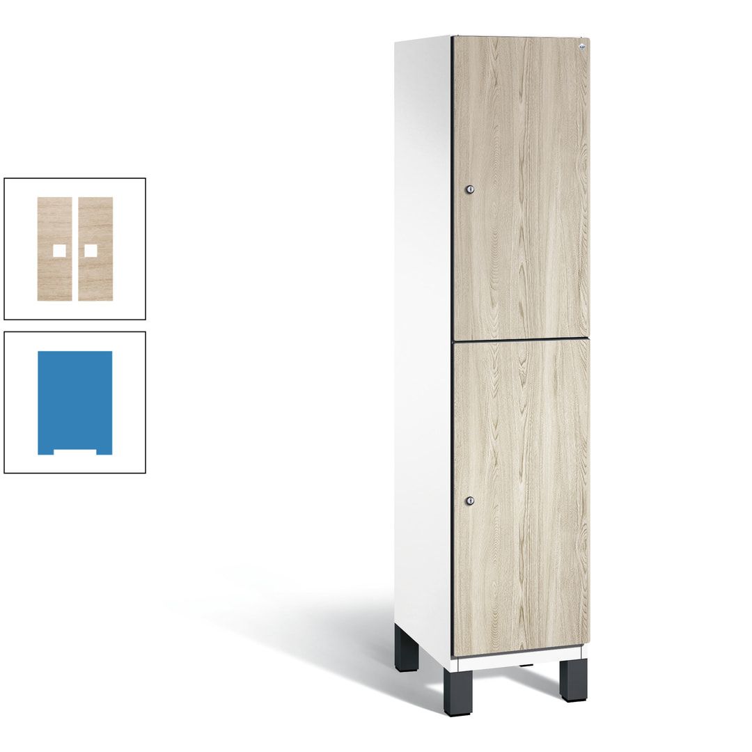Fächerschrank, Garderobenschrank, mit Füßen, 1 Abteile, 1.980 x 400 x 525 mm (HxBxT), Korpus anthrazitgrau, Tür Donau-Ahorn