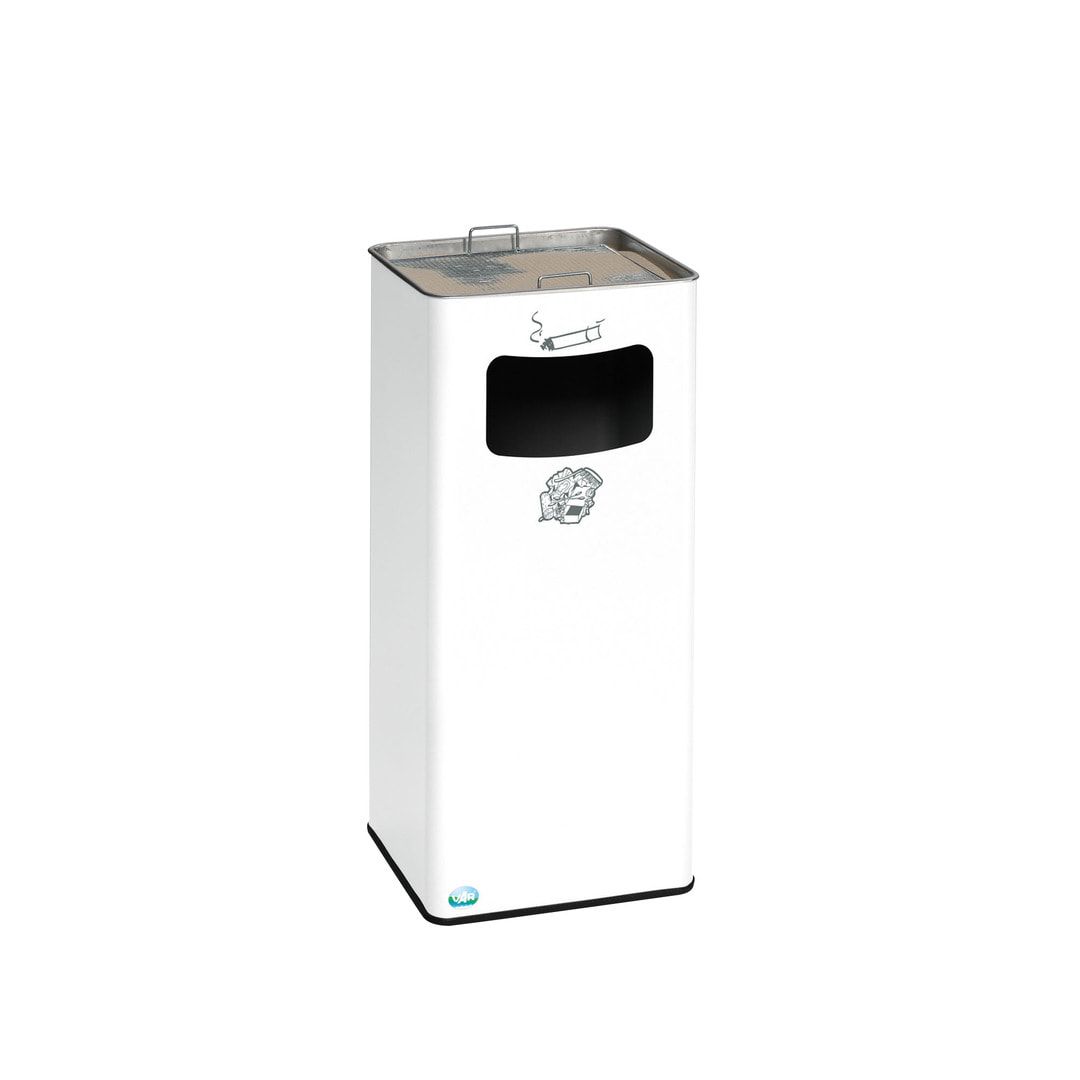 Abfallsammler mit Ascher - viereckig - Volumen 53 l - 705 x 330 x 330 mm (HxBxT) - Antik silber