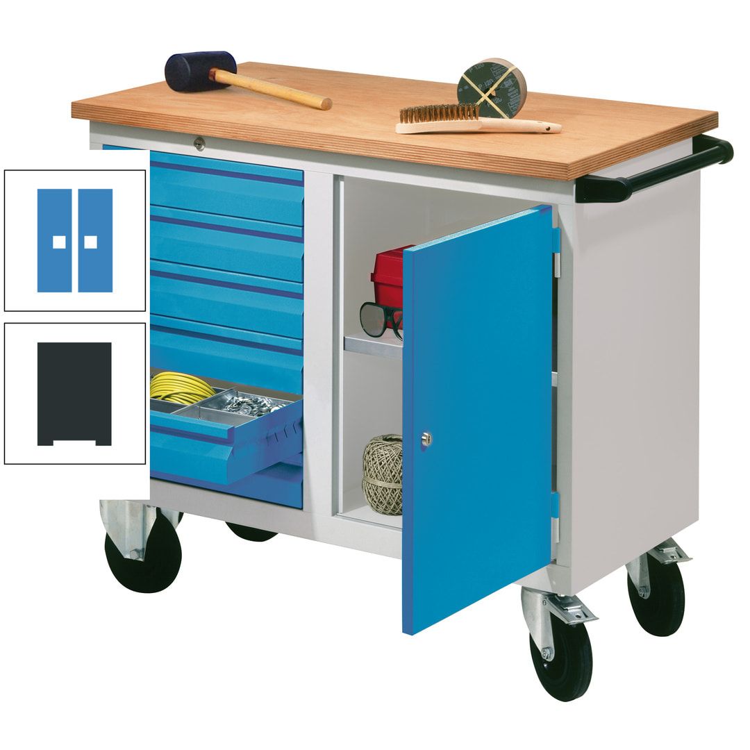 Mobile Werkbank - Werkstattwagen - 915 x 1.090 x 600 mm - 6 Schubladen und Schrankfach - anthrazitgrau