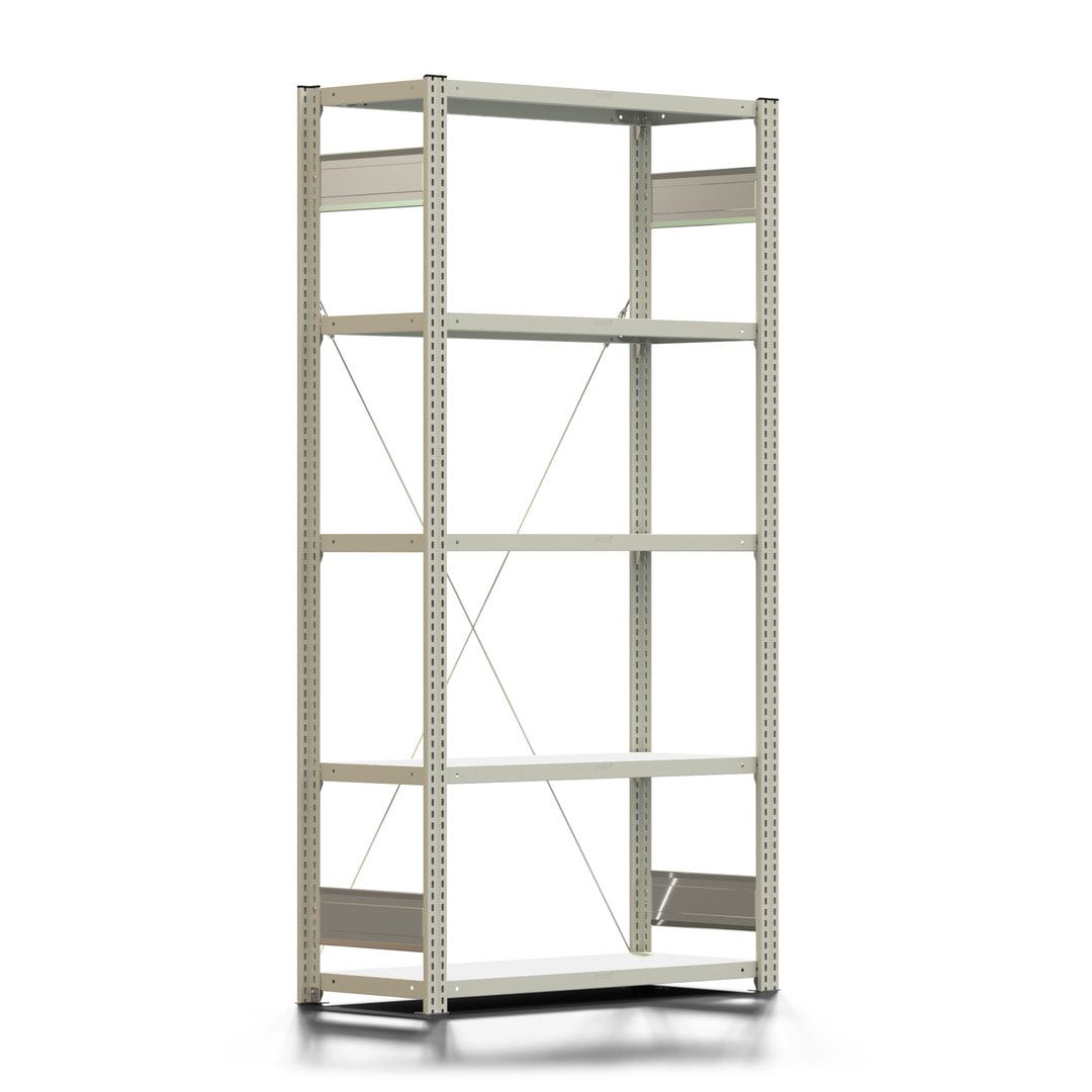 Fachbodenregal mit Tiefenriegel - 250 kg - 2.000 x 1.005 x 400 mm (HxBxT) - Anbauregal - lichtgrau - Lagerregal - Steckregal - BERT