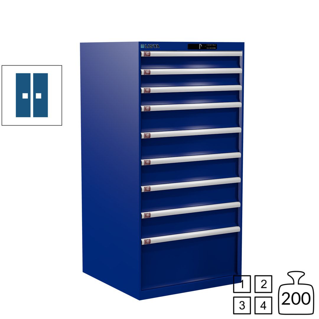 Lista Schubladenschrank - 13.106.010 - 1.450x717x725 mm (HxBxT) - 9 Schubladen - 200 kg - Key Lock - lichtblau (RAL 5012)